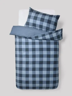 Kinderbeddengoed|Next Dekbedovertrek en kussensloop Blue Check Super Soft Brushed Cotton