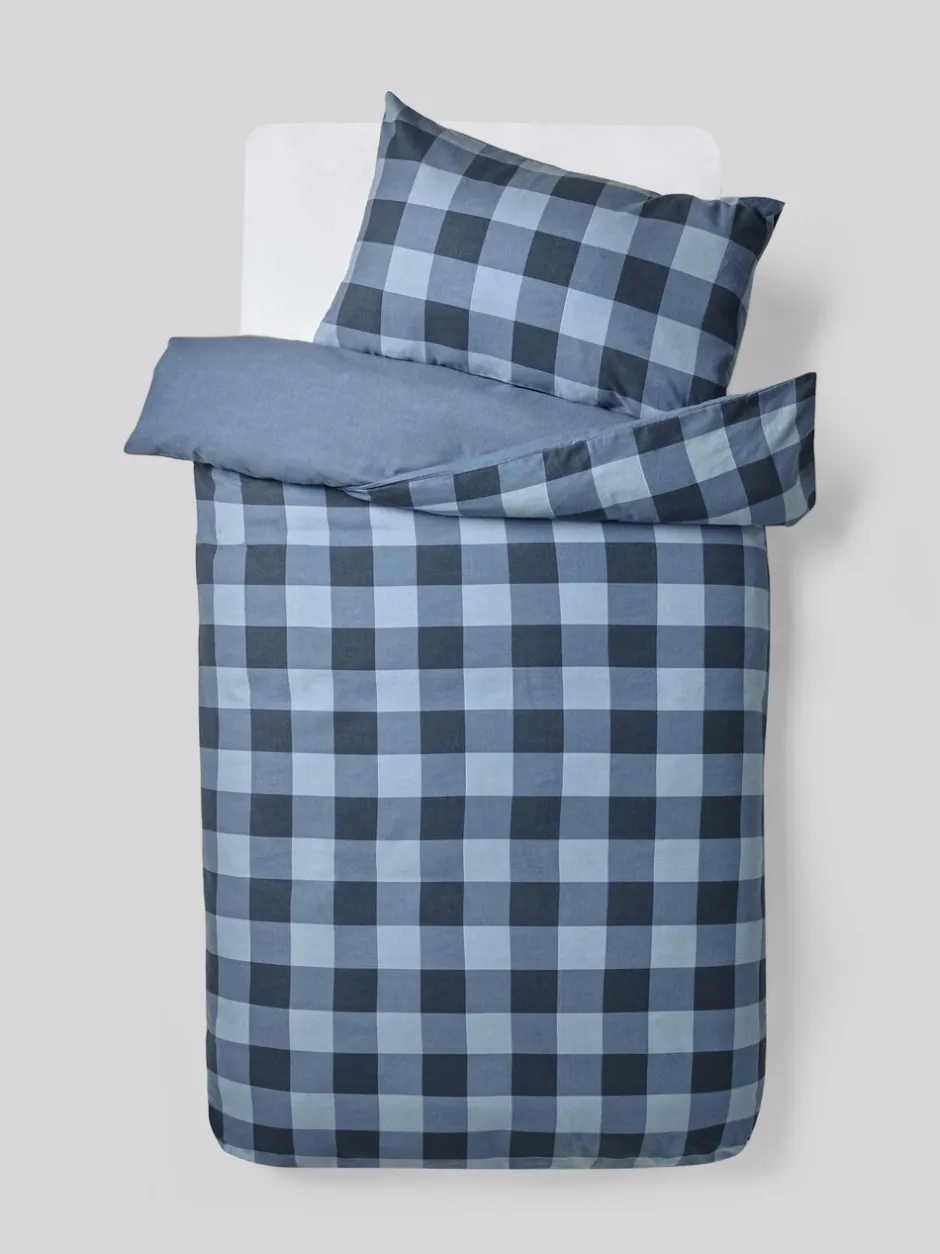 Kinderbeddengoed|Next Dekbedovertrek en kussensloop Blue Check Super Soft Brushed Cotton