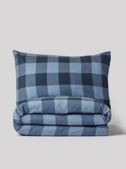 Kinderbeddengoed|Next Dekbedovertrek en kussensloop Blue Check Super Soft Brushed Cotton