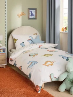 Kinderbeddengoed|Beddengoedsets En Dekbedovertrekken*Next Dekbedovertrek en kussensloop Cream Dinosaur Supersoft Brushed Cotton