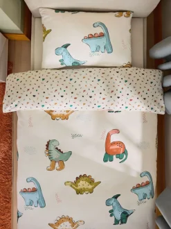Kinderbeddengoed|Beddengoedsets En Dekbedovertrekken*Next Dekbedovertrek en kussensloop Cream Dinosaur Supersoft Brushed Cotton