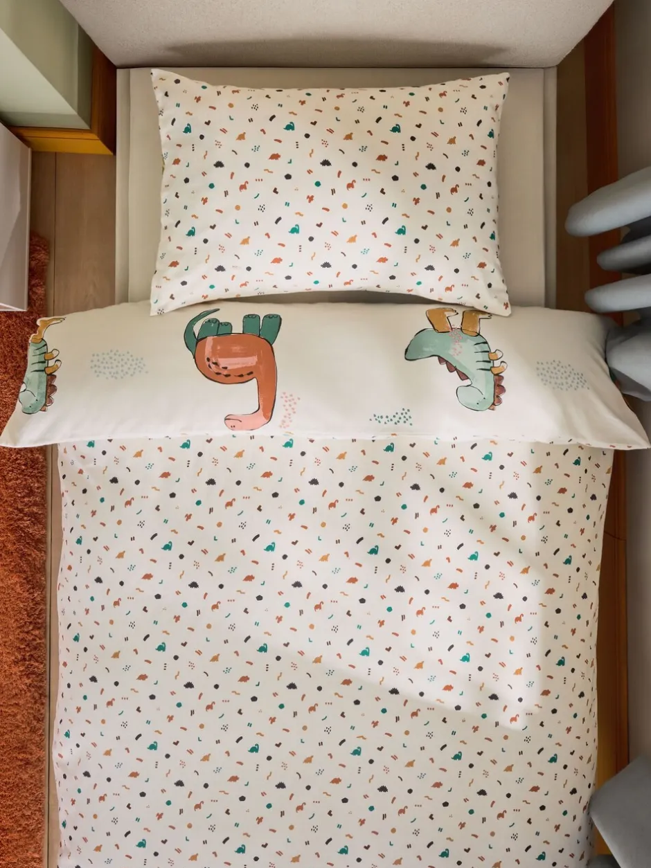 Kinderbeddengoed|Beddengoedsets En Dekbedovertrekken*Next Dekbedovertrek en kussensloop Cream Dinosaur Supersoft Brushed Cotton
