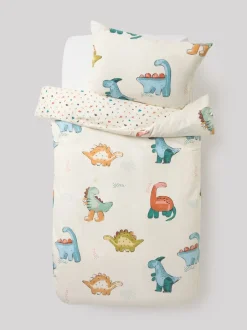 Kinderbeddengoed|Beddengoedsets En Dekbedovertrekken*Next Dekbedovertrek en kussensloop Cream Dinosaur Supersoft Brushed Cotton