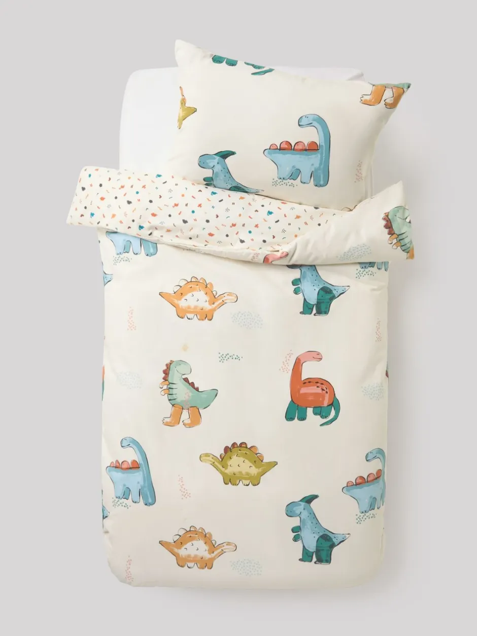 Kinderbeddengoed|Beddengoedsets En Dekbedovertrekken*Next Dekbedovertrek en kussensloop Cream Dinosaur Supersoft Brushed Cotton