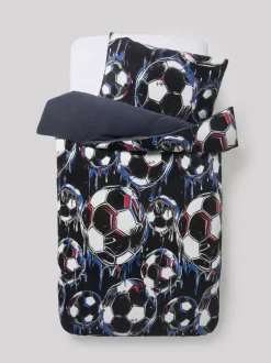 Kinderbeddengoed|Beddengoedsets En Dekbedovertrekken|Next Dekbedovertrek en kussensloop Black Football Cosy Fleece