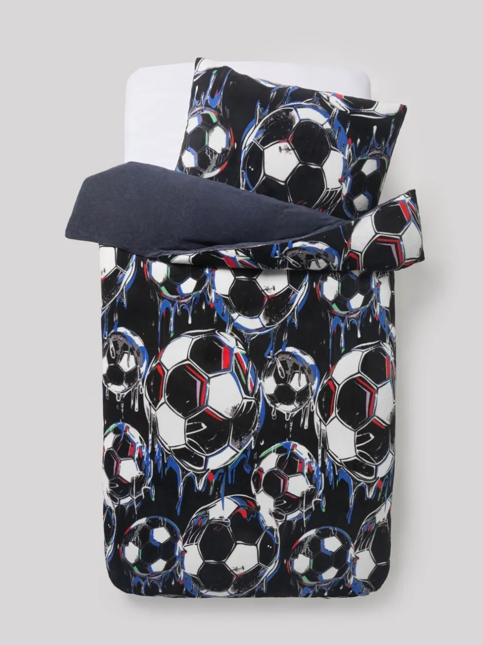 Kinderbeddengoed|Beddengoedsets En Dekbedovertrekken|Next Dekbedovertrek en kussensloop Black Football Cosy Fleece