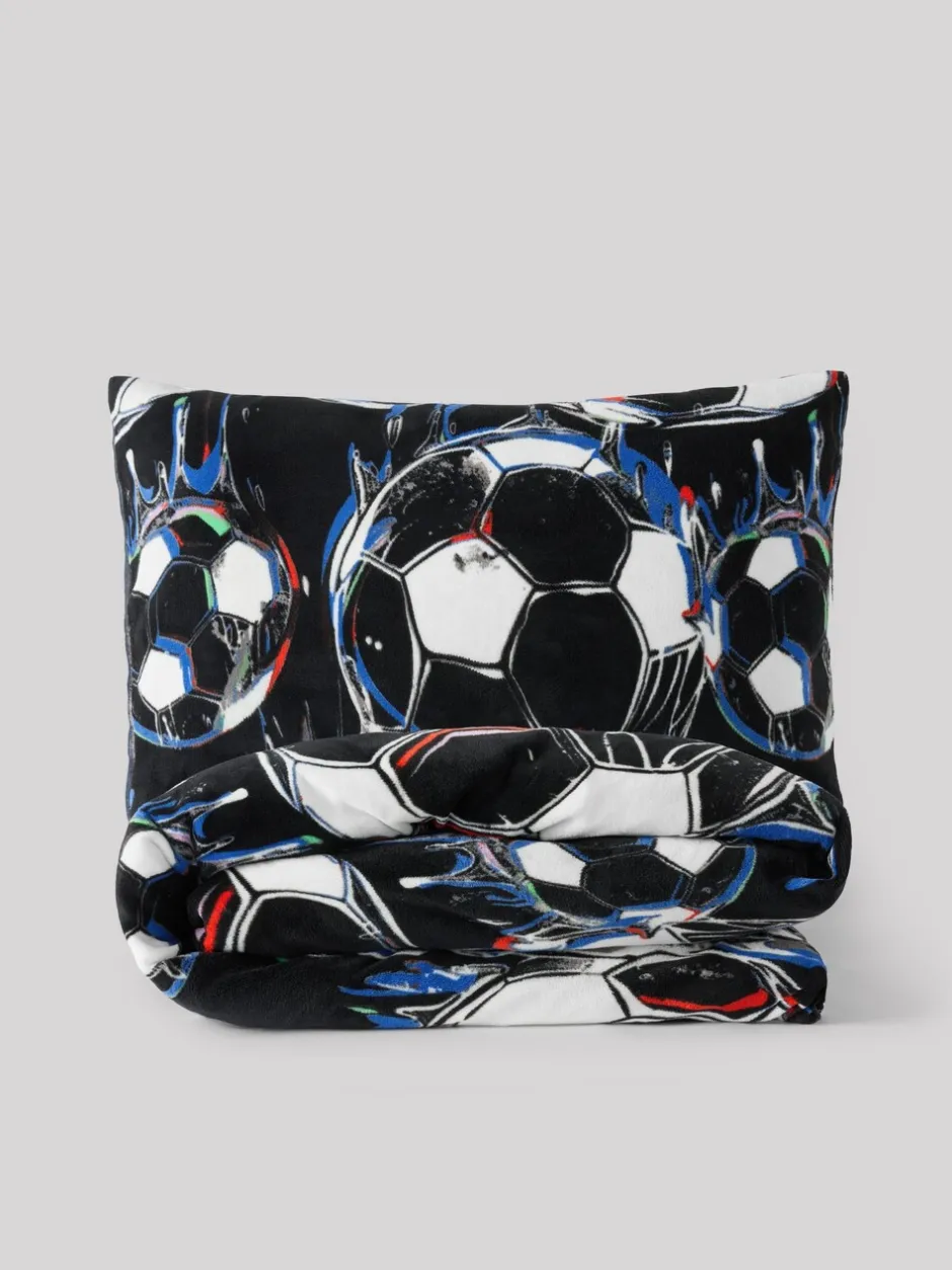 Kinderbeddengoed|Beddengoedsets En Dekbedovertrekken|Next Dekbedovertrek en kussensloop Black Football Cosy Fleece