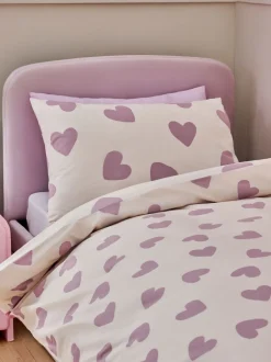 Kinderbeddengoed|Beddengoedsets En Dekbedovertrekken*Next Dekbedovertrek- en kussensloopset met print Wit/paarse hartjes