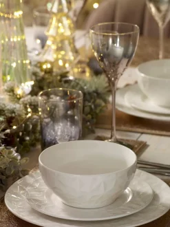 Eetservies En Pastaschalen|Next 12-delige dinerset met modieus reliëf