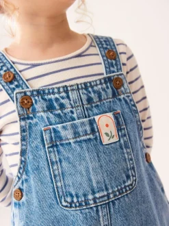 Rompertjes En Tuinbroeken|Sets En Combisets|Next Denim - 100% katoenen bretelbroek (3 mnd-7 jr)