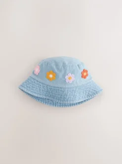 Mutsen, Handschoenen En Sjaals|Next Denim - Crochet Flower Bucket Hat (3mths-10yrs)
