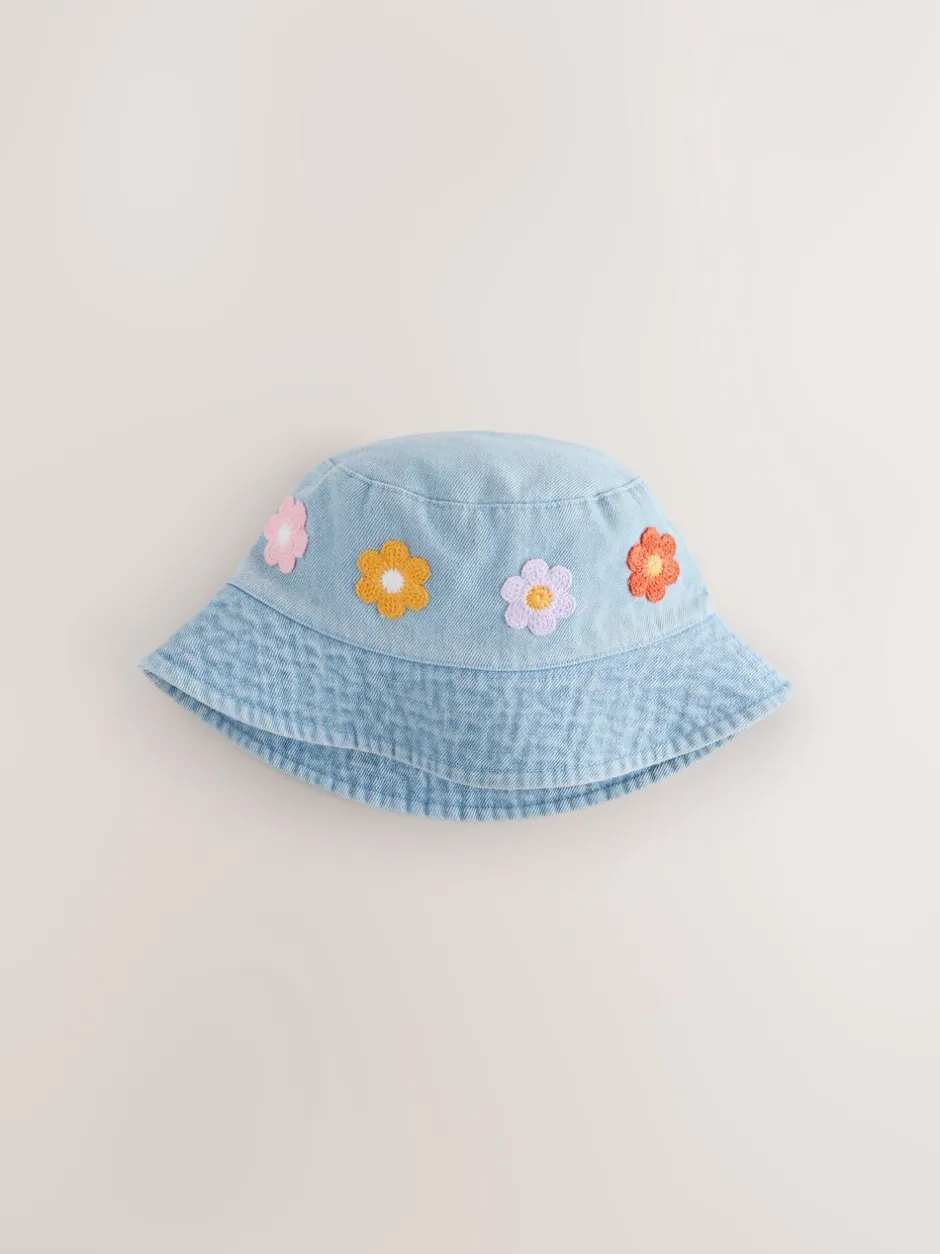 Mutsen, Handschoenen En Sjaals|Next Denim - Crochet Flower Bucket Hat (3mths-10yrs)