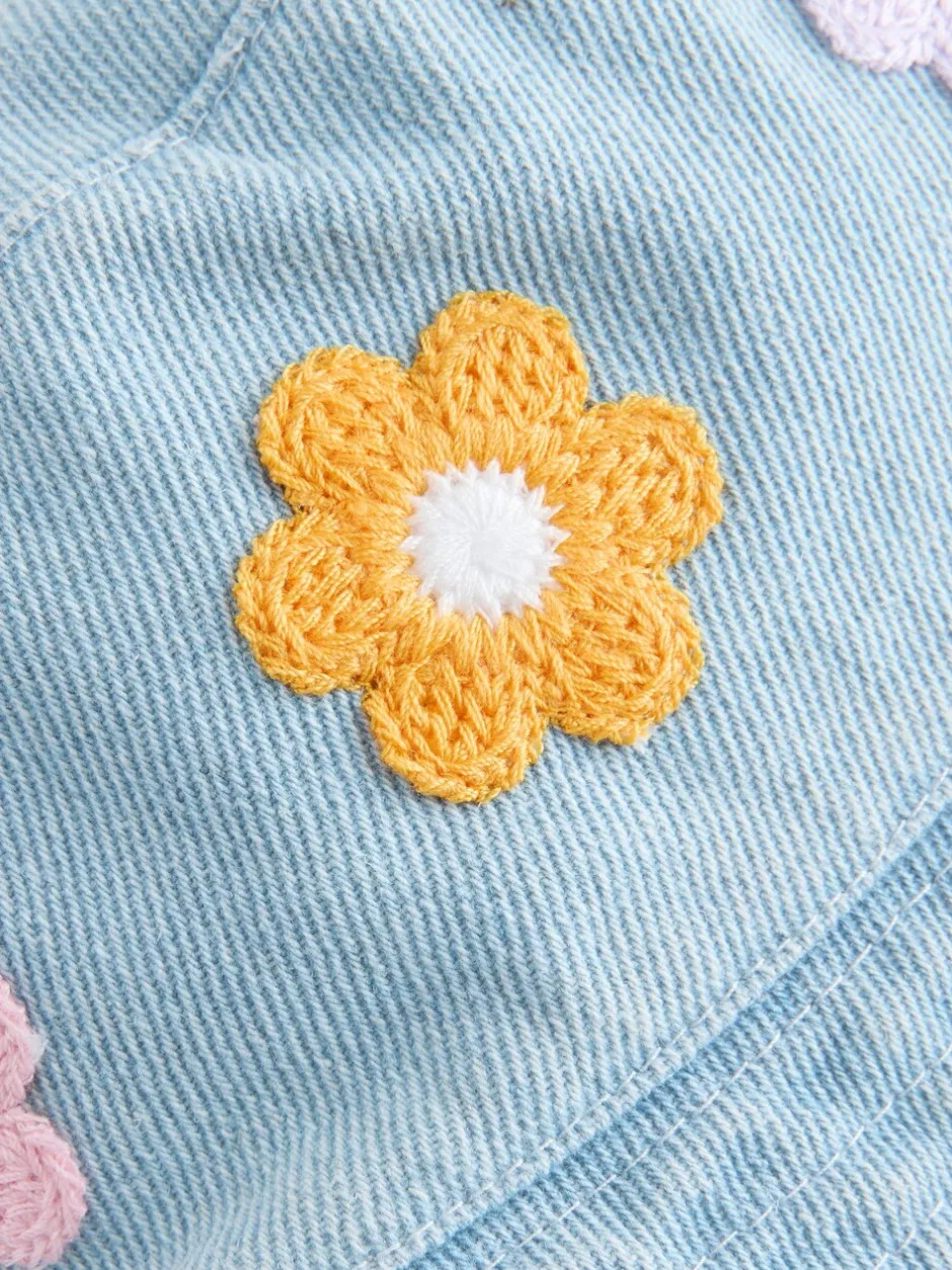 Mutsen, Handschoenen En Sjaals|Next Denim - Crochet Flower Bucket Hat (3mths-10yrs)