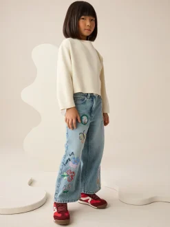 Jeans*Next Denim - Jeans met wijde pijpen en borduursel (3-16jr)