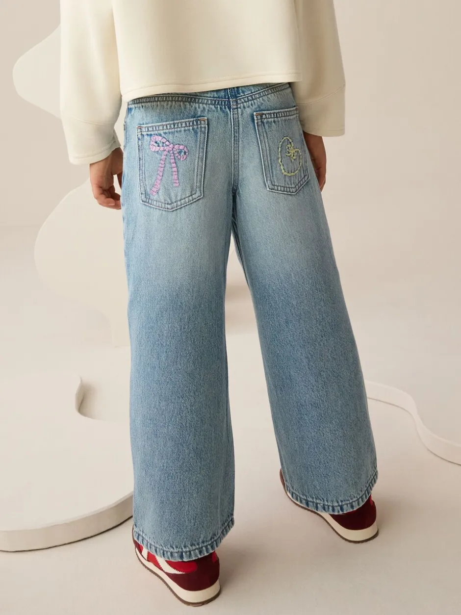 Jeans*Next Denim - Jeans met wijde pijpen en borduursel (3-16jr)