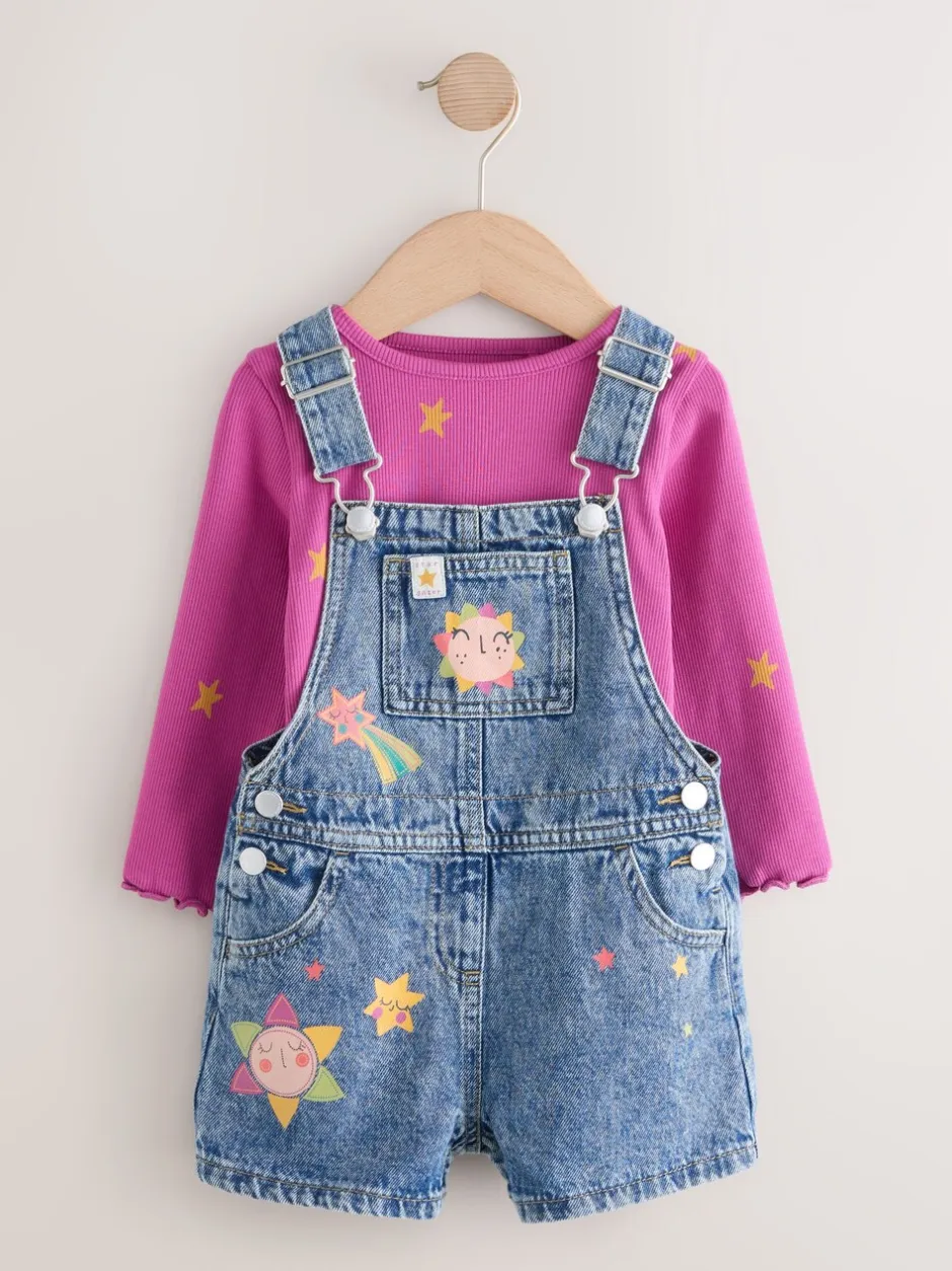 Jumpsuits En Playsuits|Next Denim - Set met kosmische tuinbroek (3mnd -7jr)