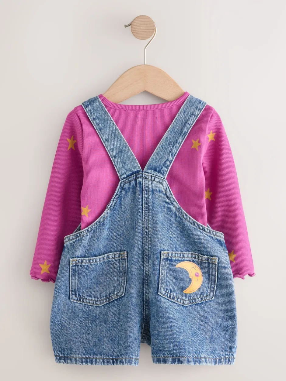 Jumpsuits En Playsuits|Next Denim - Set met kosmische tuinbroek (3mnd -7jr)