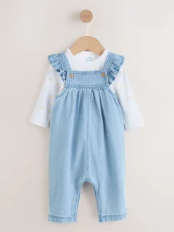 Sets En Combisets|Rompertjes En Tuinbroeken*Next - Set van bretelbroek en bodysuit met lange mouwen 2 -delig (0mnd -3jr) Denim