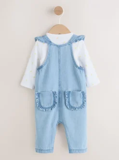 Sets En Combisets|Rompertjes En Tuinbroeken*Next - Set van bretelbroek en bodysuit met lange mouwen 2 -delig (0mnd -3jr) Denim