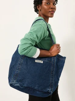 Tassen En Portemonnees|Fat Face - FatFace Pocket 100% Cotton Tote Bag Denim donkerblauw