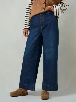 Jeans*Fat Face - FatFace jeans met wijde pijpen en cropped model Denim donkerblauw