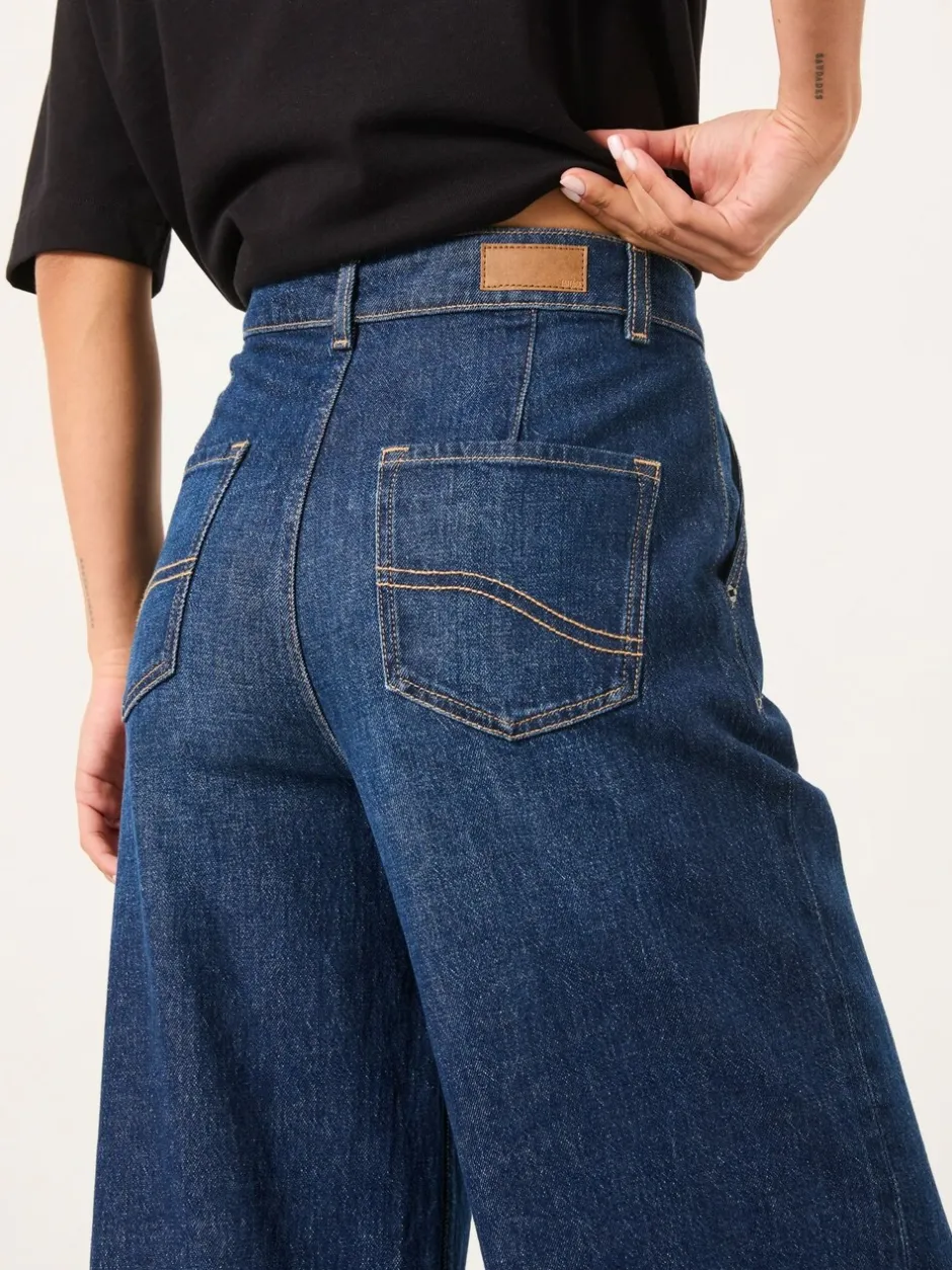 Jeans*Fat Face - FatFace jeans met wijde pijpen en cropped model Denim donkerblauw