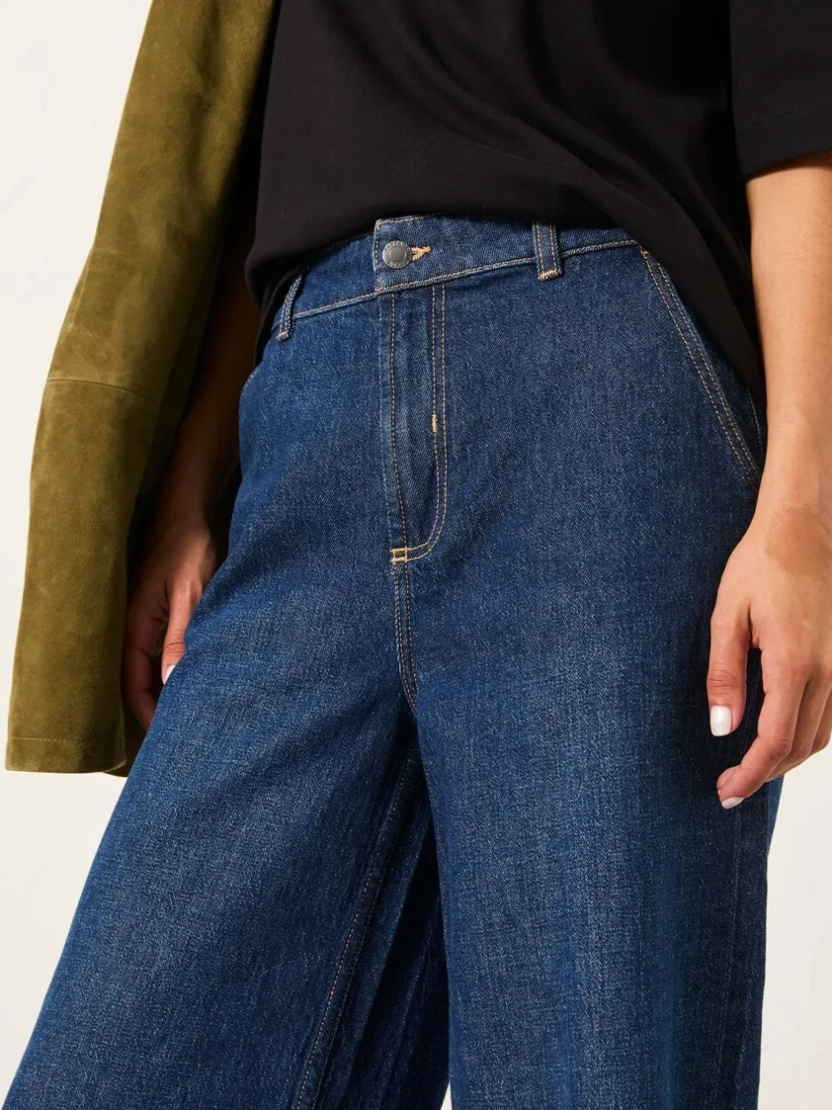 Jeans*Fat Face - FatFace jeans met wijde pijpen en cropped model Denim donkerblauw