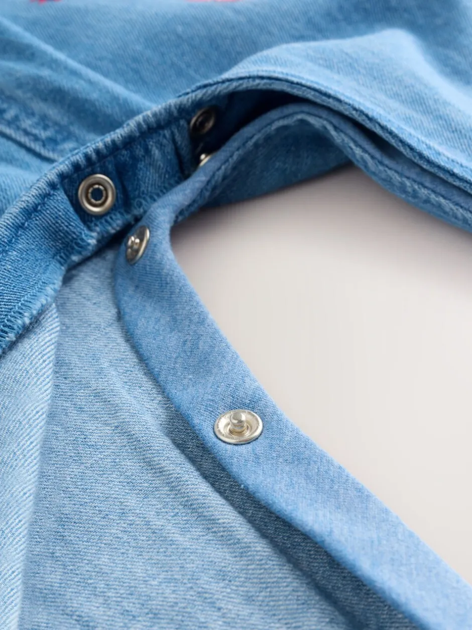 Rompertjes En Tuinbroeken|Tuinbroeken|Next - Set van bretelbroek en bodysuit met lange mouwen 2 -delig (0mnd -3jr) Denim met borduursel