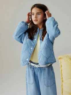 Jassen En Jacks|Next - Quilted Jacket (3-16yrs) Denim met hartjes