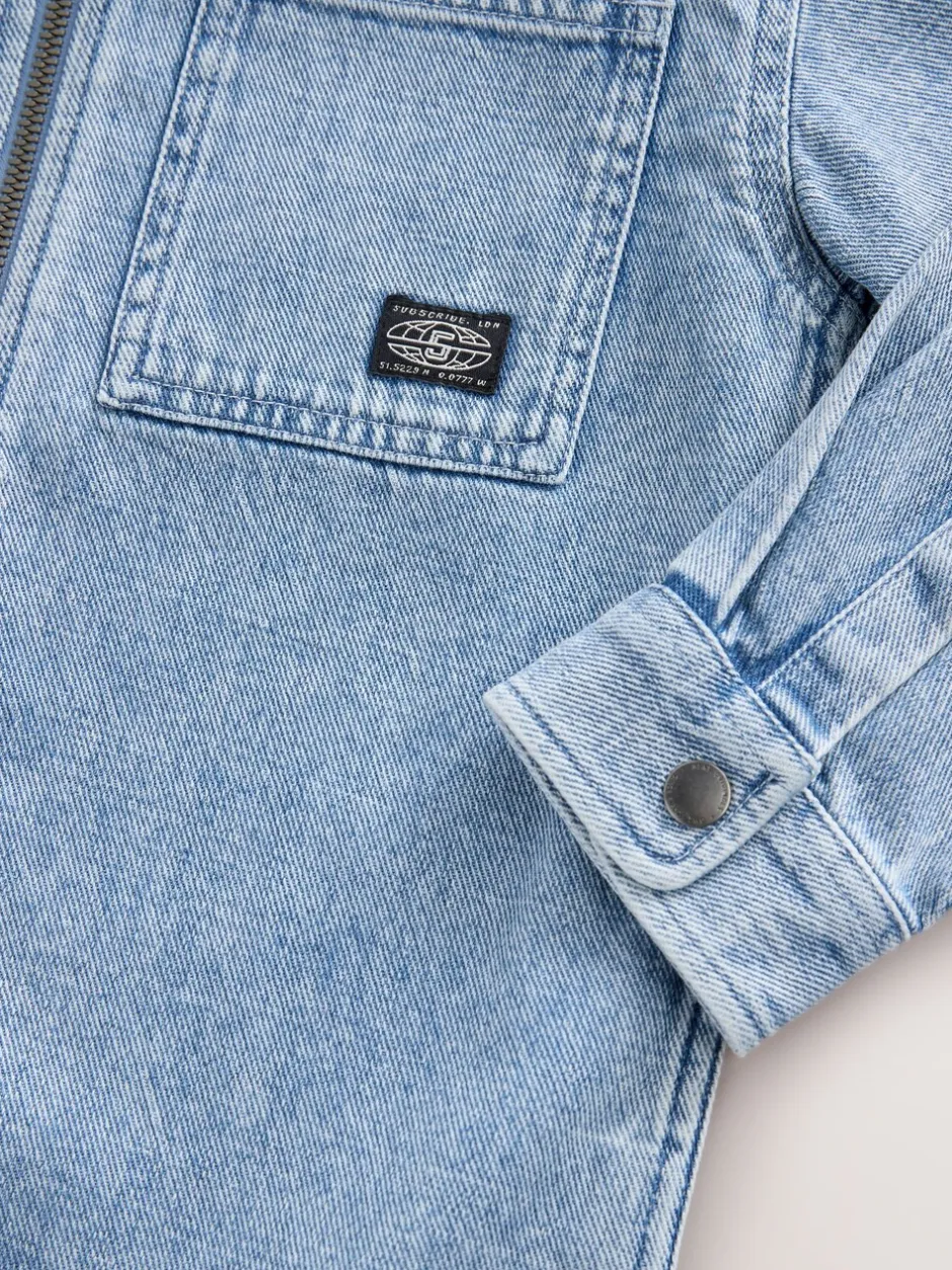 Shirts|Next - Overshirt 100% Cotton Zip Through Hoodie (3-16yrs) Denim met lichte wassing