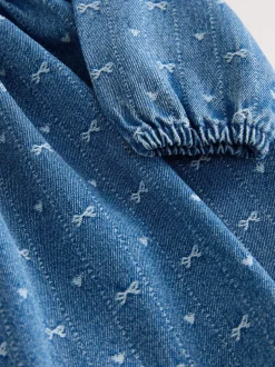 Jurken|Jurken*Next - Jurkje met kraag en lange mouwen (3mnd-8jr) Denim strik