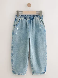 Jeans|Next - Barrel jeans met elastische taille (3-16jr) Denim tint