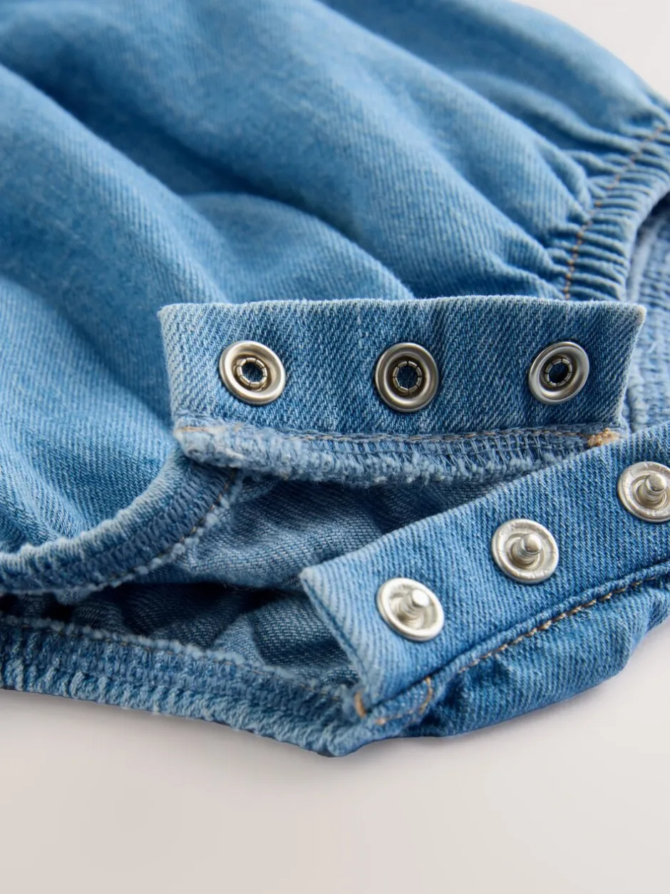 Rompertjes En Tuinbroeken|Babypakjes En Babypyjama's*Next Denimblauw - Babyrompers met bloemenprint Set 2 -delig met maillot (0mnd -3jr)