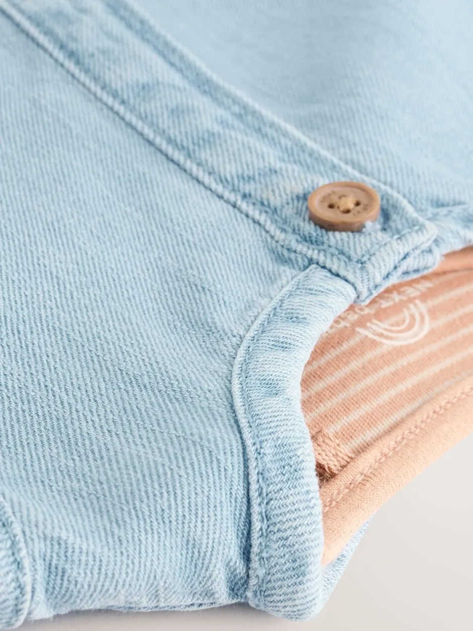 Rompertjes En Tuinbroeken|Tuinbroeken|Next Denimblauw - Babyset van tuinbroek en rompertje (0mnd-2jr)
