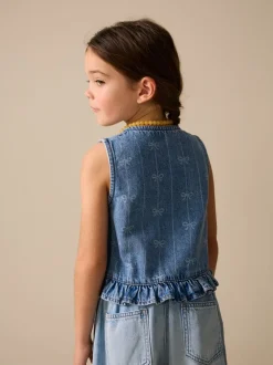 Overhemden En Blouses*Next Denimblauw - Denim Bow Sleeveless Waistcoat (3-16yrs)