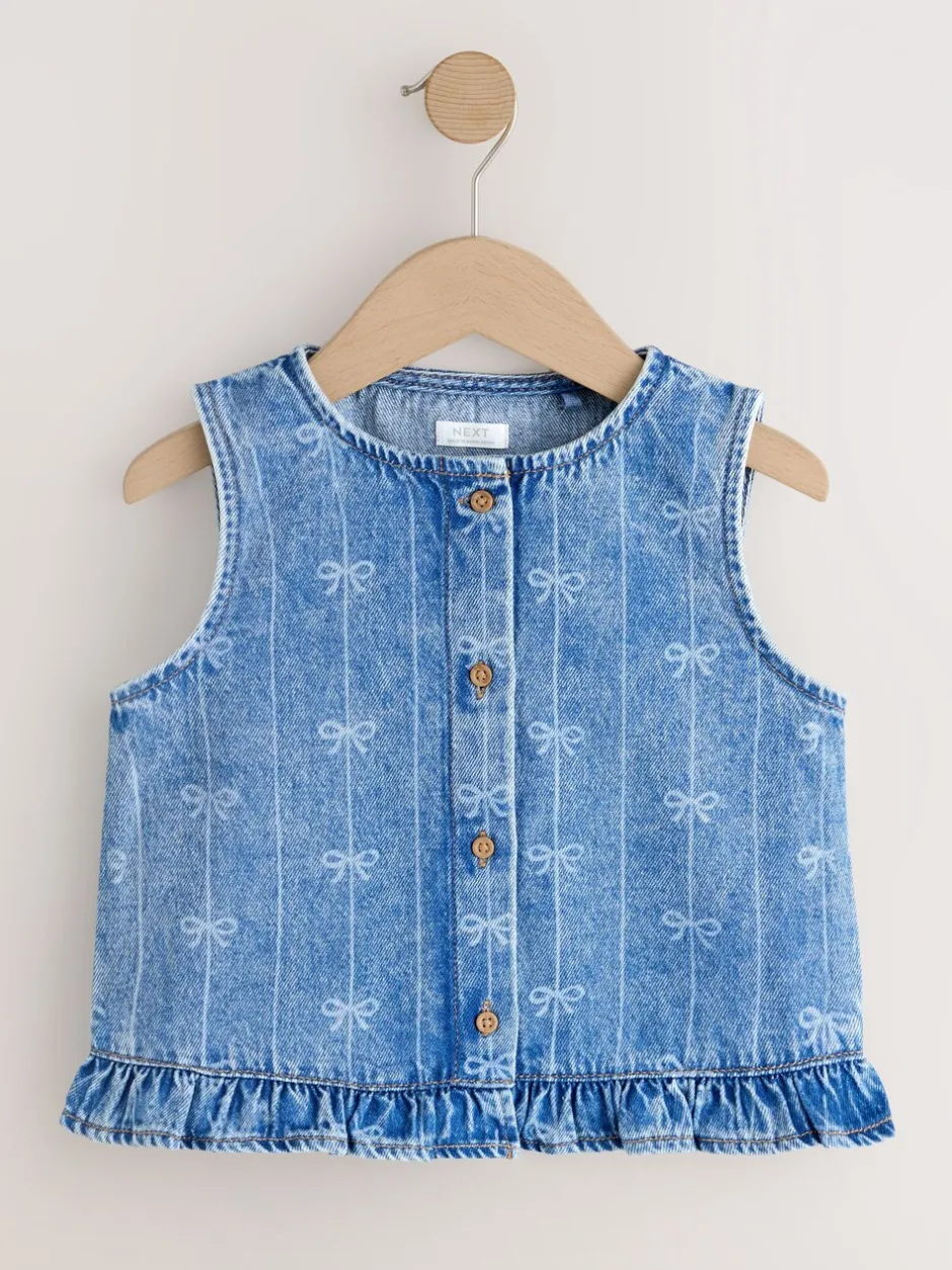 Overhemden En Blouses*Next Denimblauw - Denim Bow Sleeveless Waistcoat (3-16yrs)