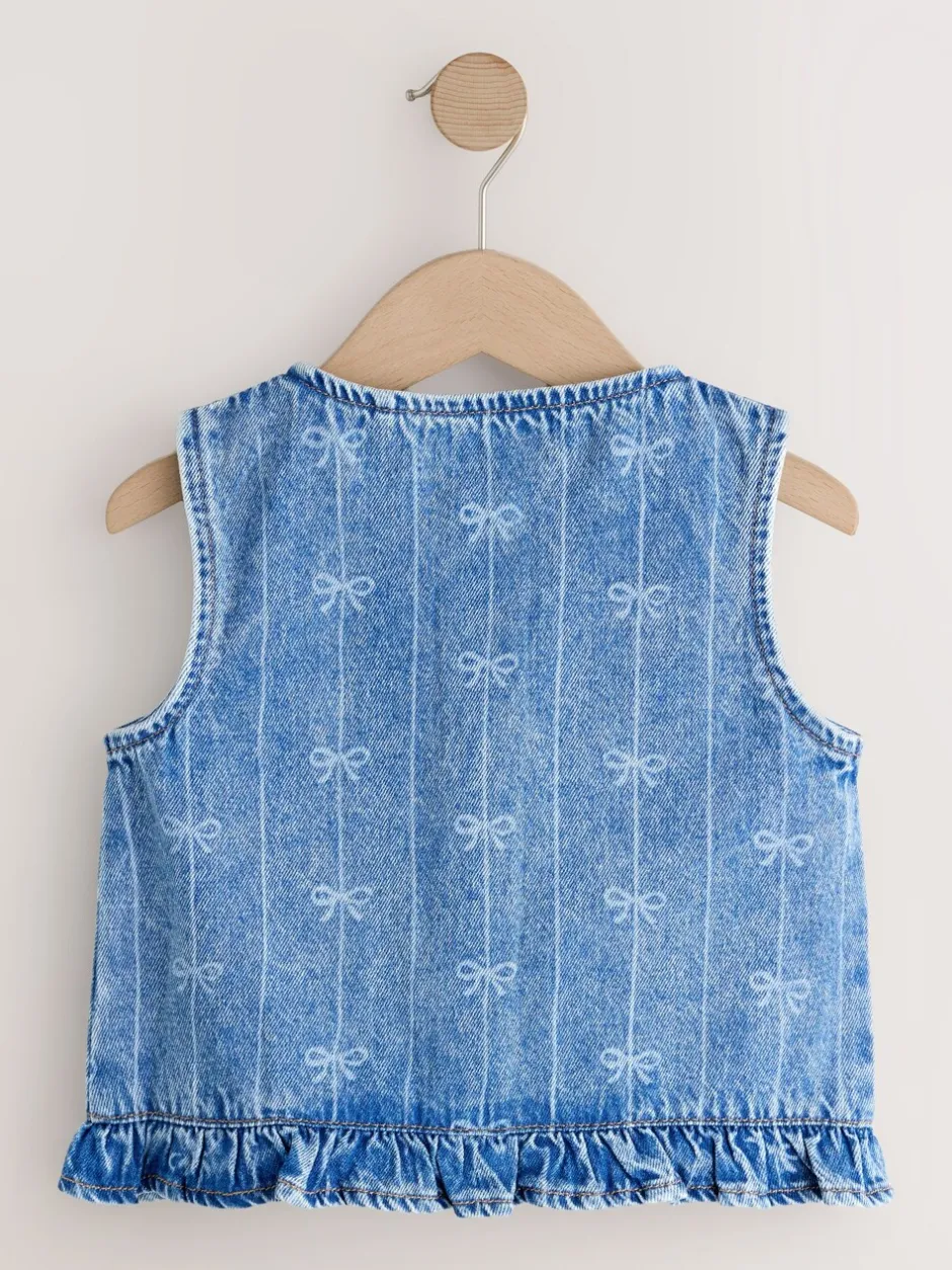Overhemden En Blouses*Next Denimblauw - Denim Bow Sleeveless Waistcoat (3-16yrs)