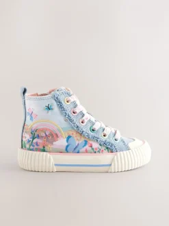 Sneakers|Next Denimblauw met regenboog - Hoge sneakers