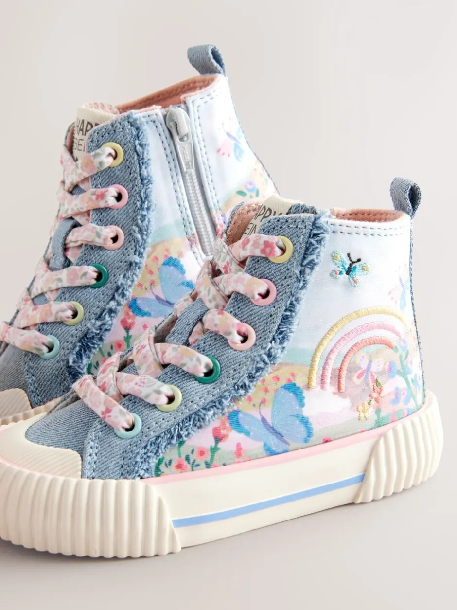 Sneakers|Next Denimblauw met regenboog - Hoge sneakers
