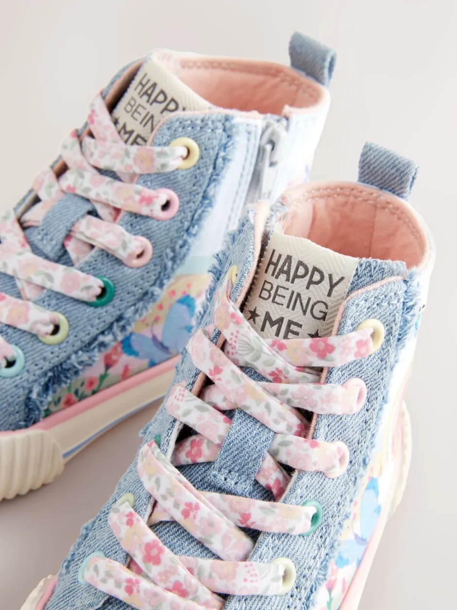 Sneakers|Next Denimblauw met regenboog - Hoge sneakers