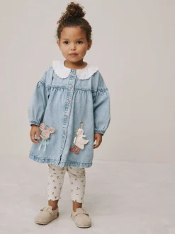Jurken|Jurken|Next Denimkarakter - Set van overhemdjurk en legging (3mnd-8jr)