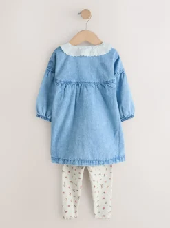 Jurken|Jurken|Next Denimkarakter - Set van overhemdjurk en legging (3mnd-8jr)