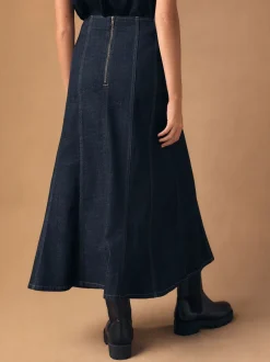 Rokken|Next Denim-wassing - Full Seamed Midi Skirt