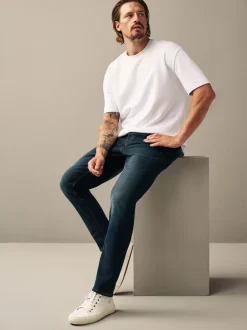 Jeans|Next Diepblauw - Slim Fit - Authentieke stretch denim jeans