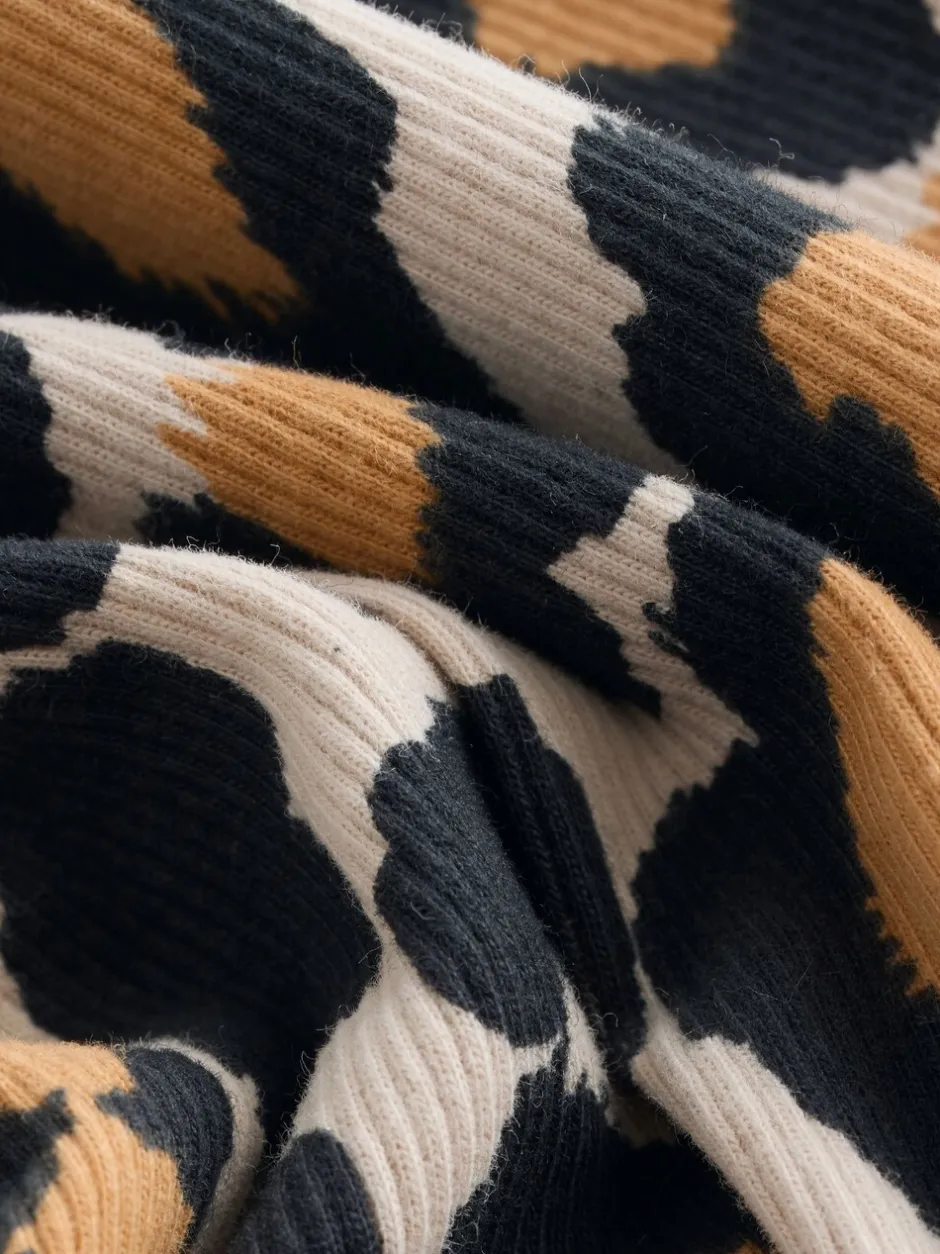 Jurken|Jurken|Next Dierenprint - Geribbelde jurk met lange mouwen (3mnd-7jr)