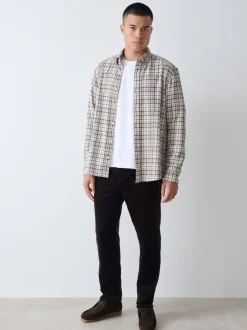 Broeken En Chino's|Next - Motionflex Corduroy Stretch Trousers Donker bordeauxrood