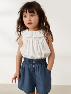 Shorts|Shorts En Rokken*Next - Short met knopen (3 mnd-7 jr) Donker gewassen denim