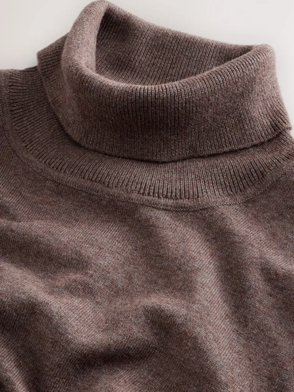 Poloshirts*Next - EDIT Gebreid poloshirt met lange mouwen en rolkraag Donker kiezelkleurig