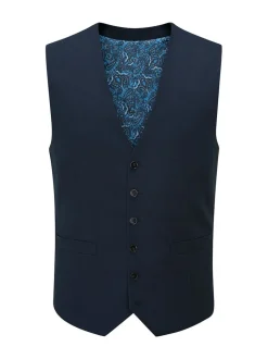 Vesten*Skopes Donker marineblauw - Enkele knoop - Harcourt gilet maatpak met enkel rij knopen