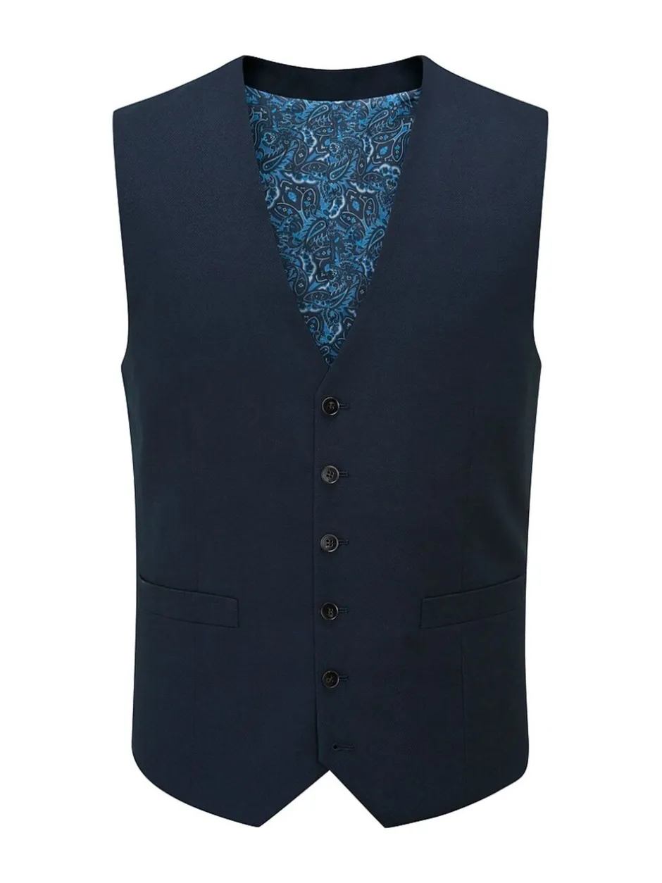 Vesten*Skopes Donker marineblauw - Enkele knoop - Harcourt gilet maatpak met enkel rij knopen